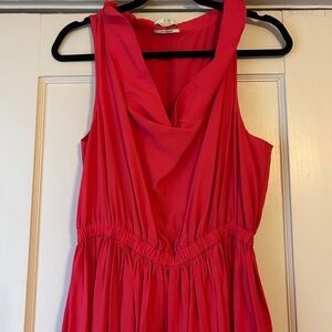 CO reddish-pink full skirt midi dress size L